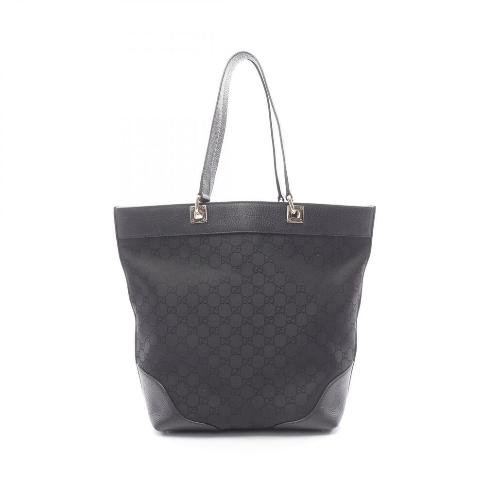 Gucci GG canvas tote bag leather trim black